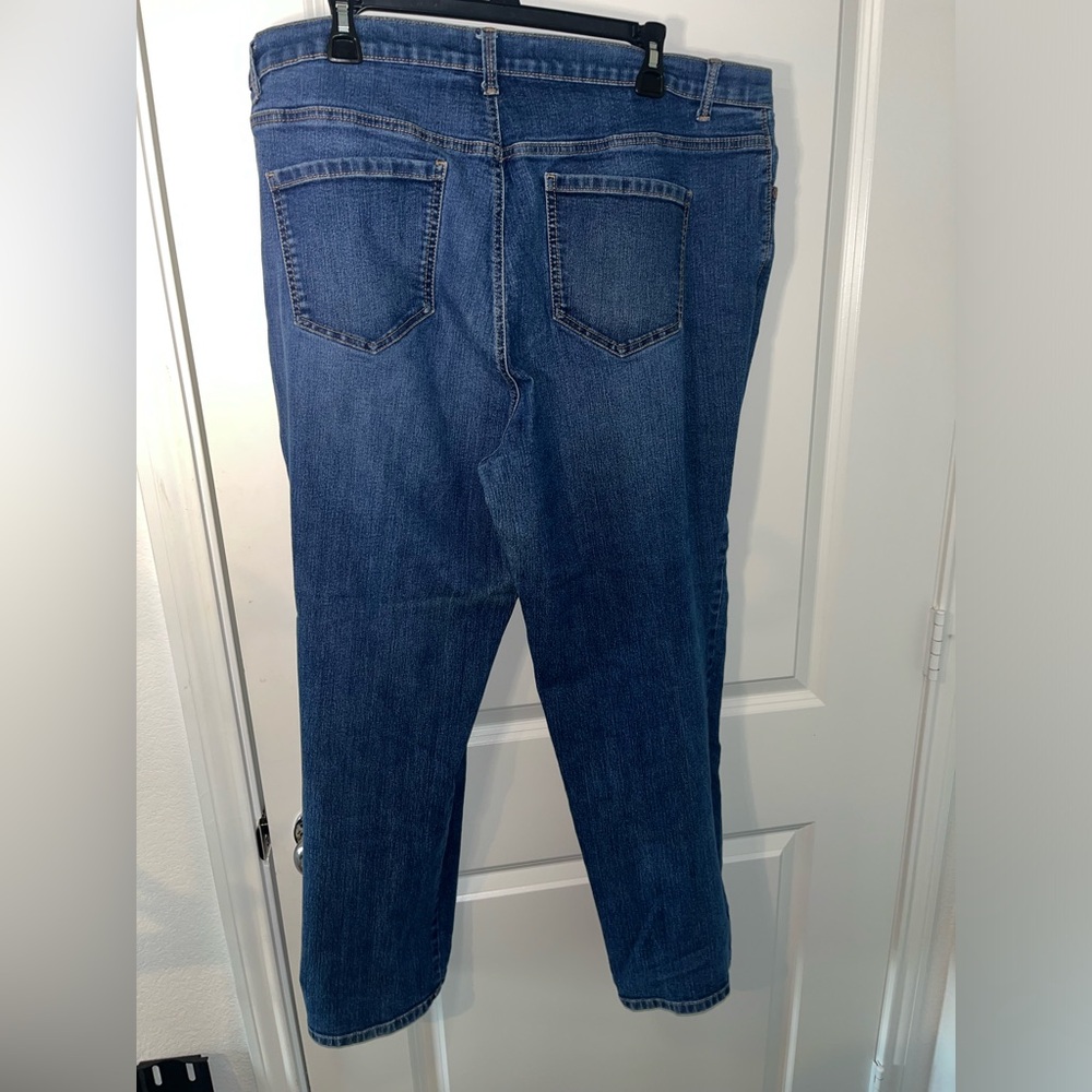 Gloria Vanderbilt Stretch Slimming Logo Denim Cutoff Casual Blue Capri Sz 20W - Picture 5 of 14